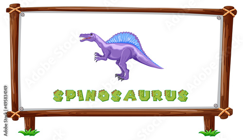 Frame template with dinosaurs and text spinosaurus design inside