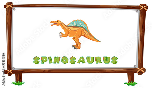Frame template with dinosaurs and text spinosaurus design inside