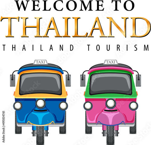 Bangkok Thailand Tuk Tuk travel and tourist icon