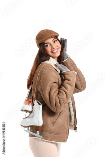 Happy woman in winter cloth...