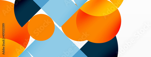 Beautiful abstract background. Circles, triangle shapes, and squares. Minimal geometric template for wallpaper, banner, background or landing
