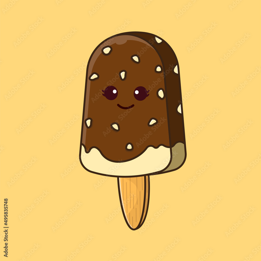 Cute Ice Cream with Peanut Illustration Cute Ice Cream with Peanut Illustration
