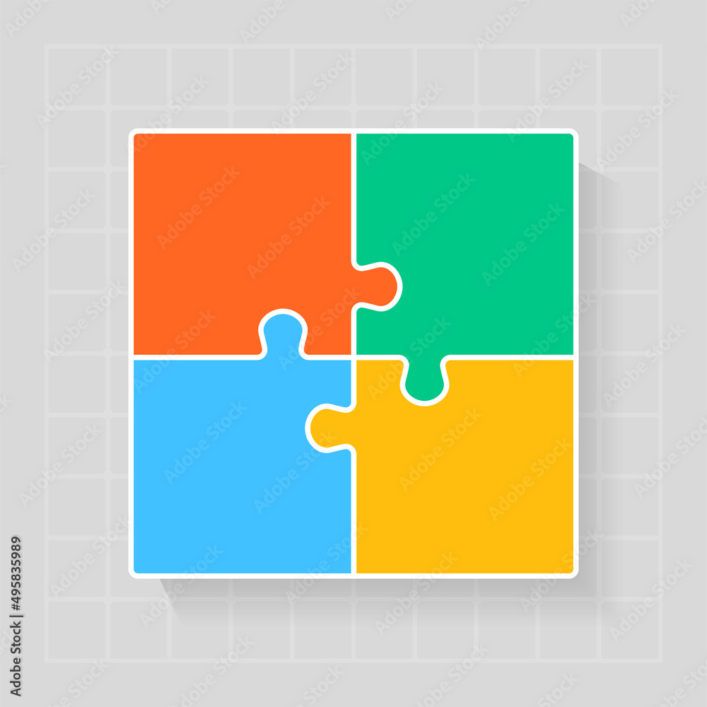 Four steps infographic, square puzzle template Four steps infographic, square puzzle template