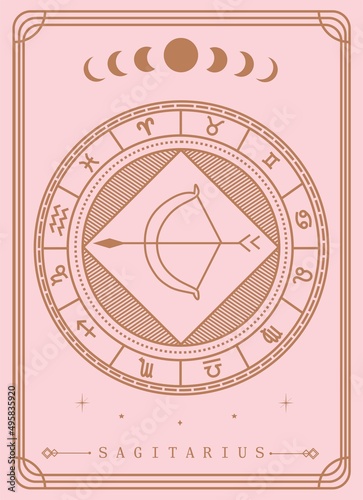 Sagitarius horoscope and zodiac constellation symbol Premium Vector  tarot card for tarot reader