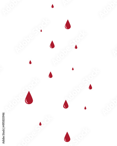 Drops. Scarlet blood drips from top to bottom. Heaven is crying red tears. Color vector illustration. Outlines on an isolated background. Flat style. Idea for web design.