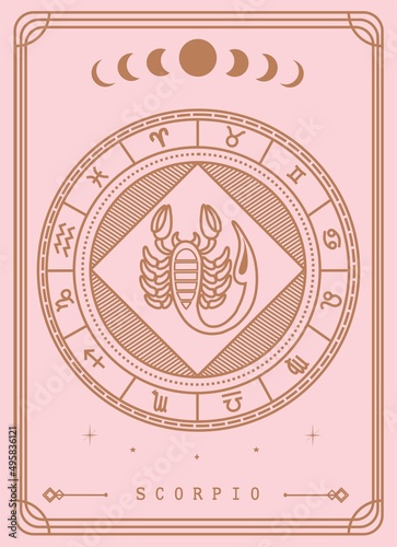 Scorpio horoscope and zodiac constellation symbol Premium Vector  tarot card for tarot reader