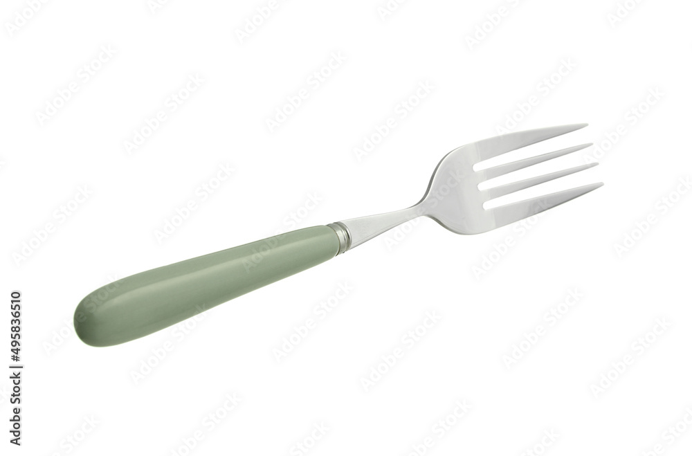 Stylish stainless steel fork on white background Stylish stainless steel fork on white background