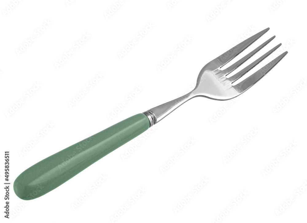 Stylish stainless steel fork on white background Stylish stainless steel fork on white background