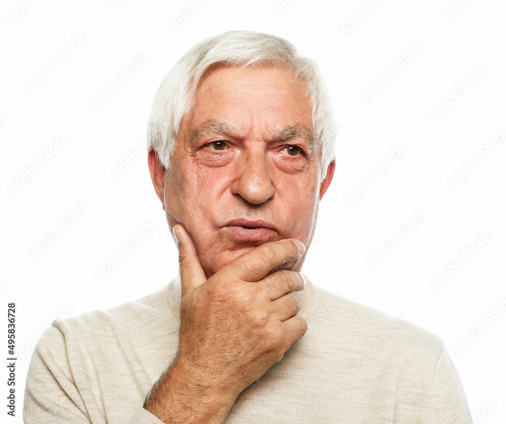 old age, problem and people concept: Portrait of thoughtful old man old age, problem and people concept: Portrait of thoughtful old man