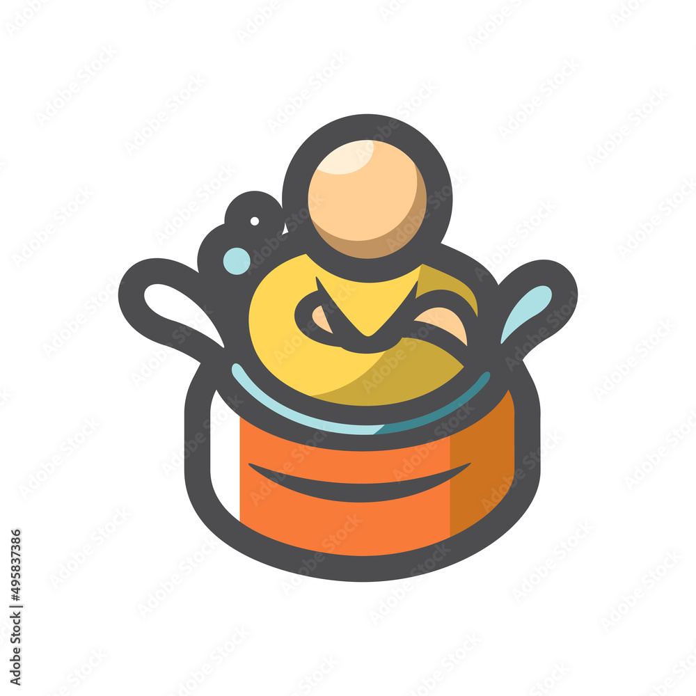Obraz premium Men in bathtub Vector icon Cartoon illustration