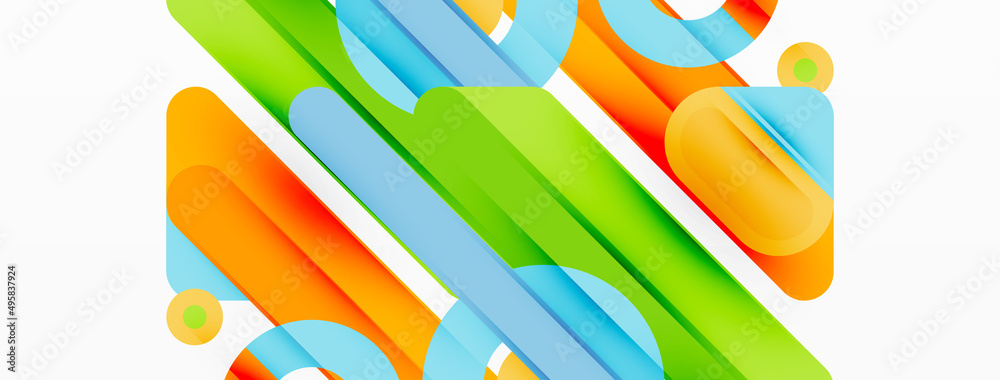 Fototapeta premium Lines geometric background. Stripes and rings composition business template for wallpaper, banner, background or landing