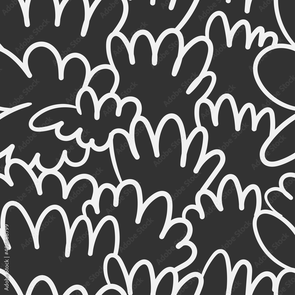 Obraz premium Seamless abstract pattern on black background. Vector doodle image. Graphic linear wallpaper.