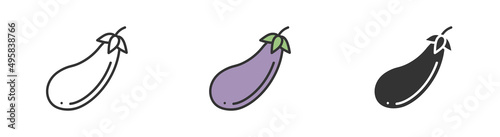 Simple minimalism eggplant icons in modern style for web apps. Outline, colorful and glyph vector flat illustration photo