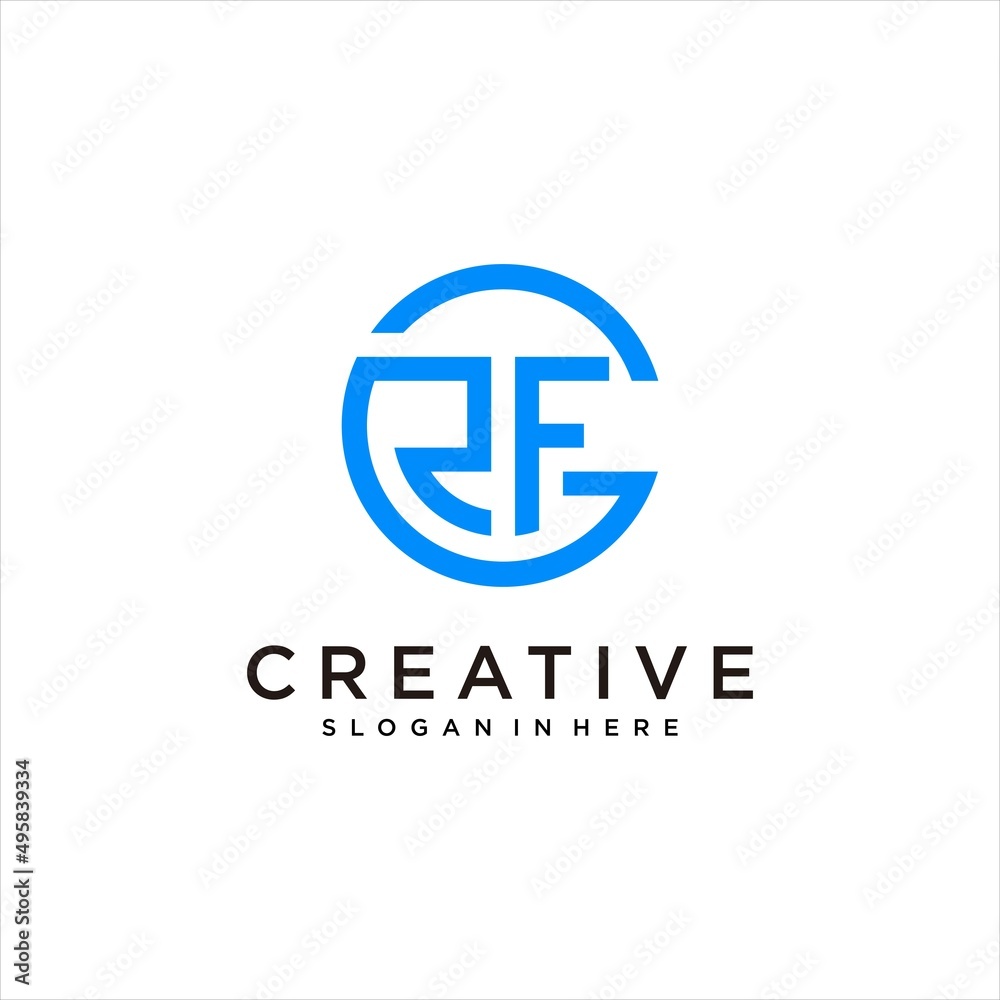 GRF RFG Initial Circle Logo Design in Modern Abstract Style for Corporate Branding and Technology Business Identity Concept GRF RFG Initial Circle Logo Design in Modern Abstract Style for Corporate Branding and Technology Business Identity Concept