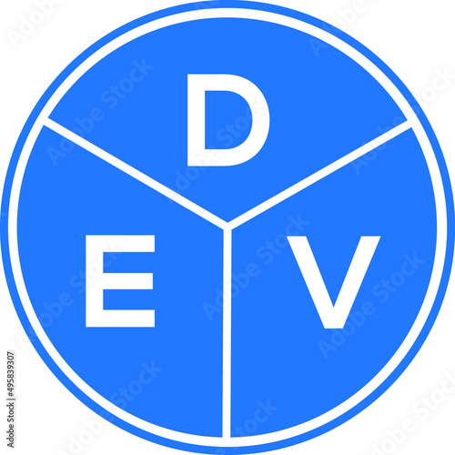 DEV letter logo design on White background. DEV creative Circle letter logo concept. DEV letter design. 