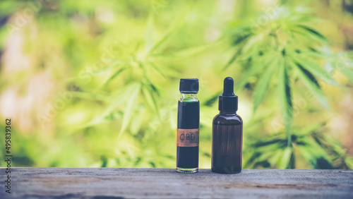 Medicinal Cannabis With Extract Oil In A Bottle