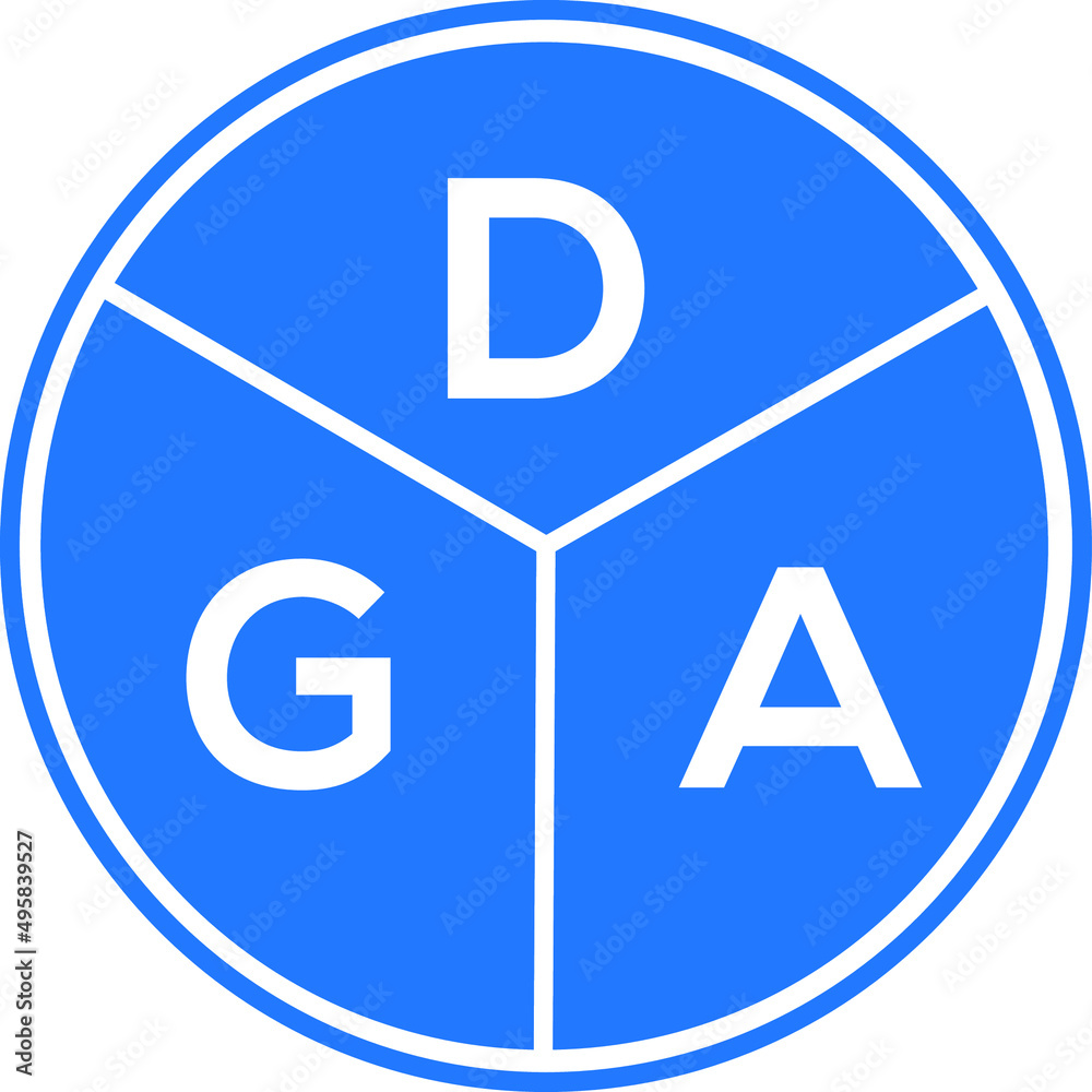 DGA letter logo design on White background. DGA creative Circle letter logo concept. DGA letter design. DGA letter logo design on White background. DGA creative Circle letter logo concept. DGA letter design.