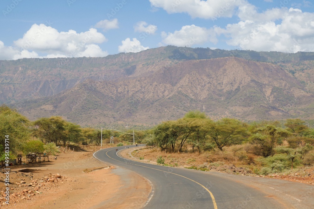 Scenic view of an empty highway against mountains in the Iten - Kabarnet road in Baringo, Kenya Scenic view of an empty highway against mountains in the Iten - Kabarnet road in Baringo, Kenya