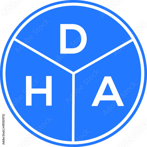 DHA letter logo design on White background. DHA creative Circle letter logo concept. DHA letter design. 