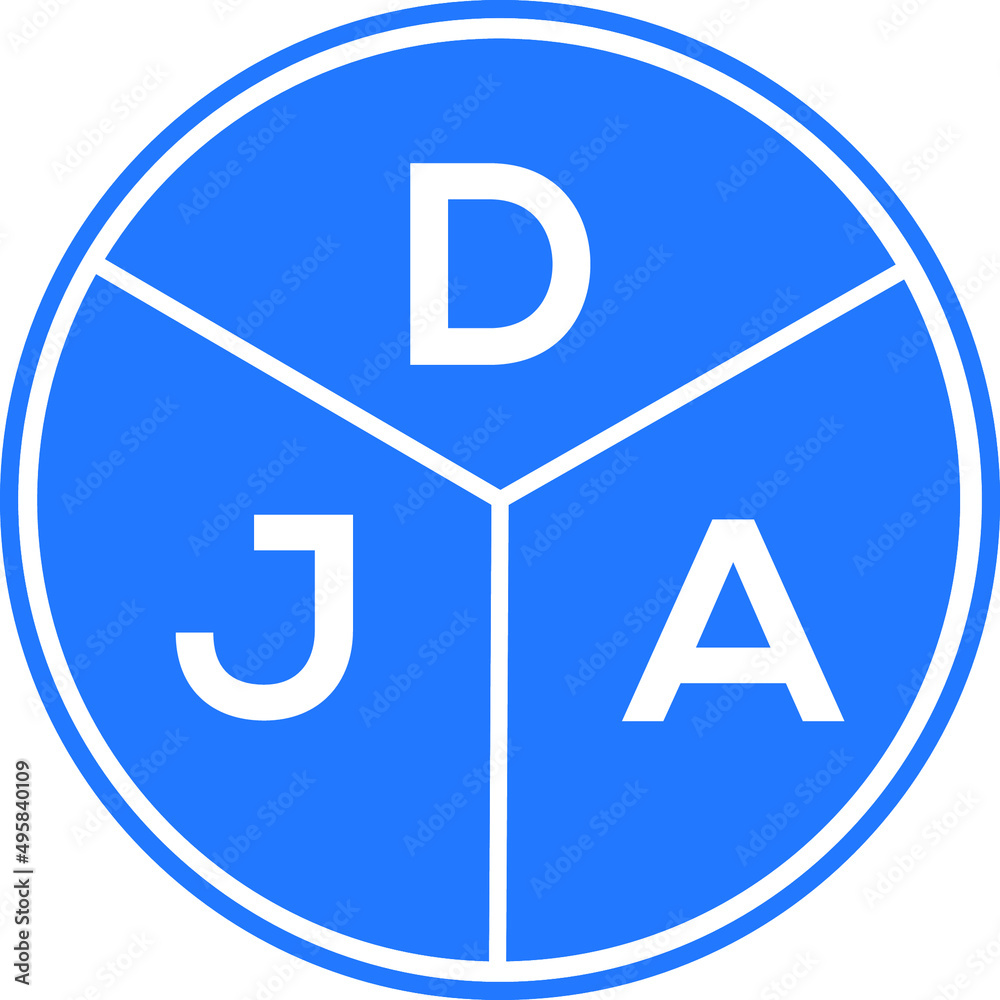 DJA letter logo design on White background. DJA creative Circle letter logo concept. DJA letter design. DJA letter logo design on White background. DJA creative Circle letter logo concept. DJA letter design.