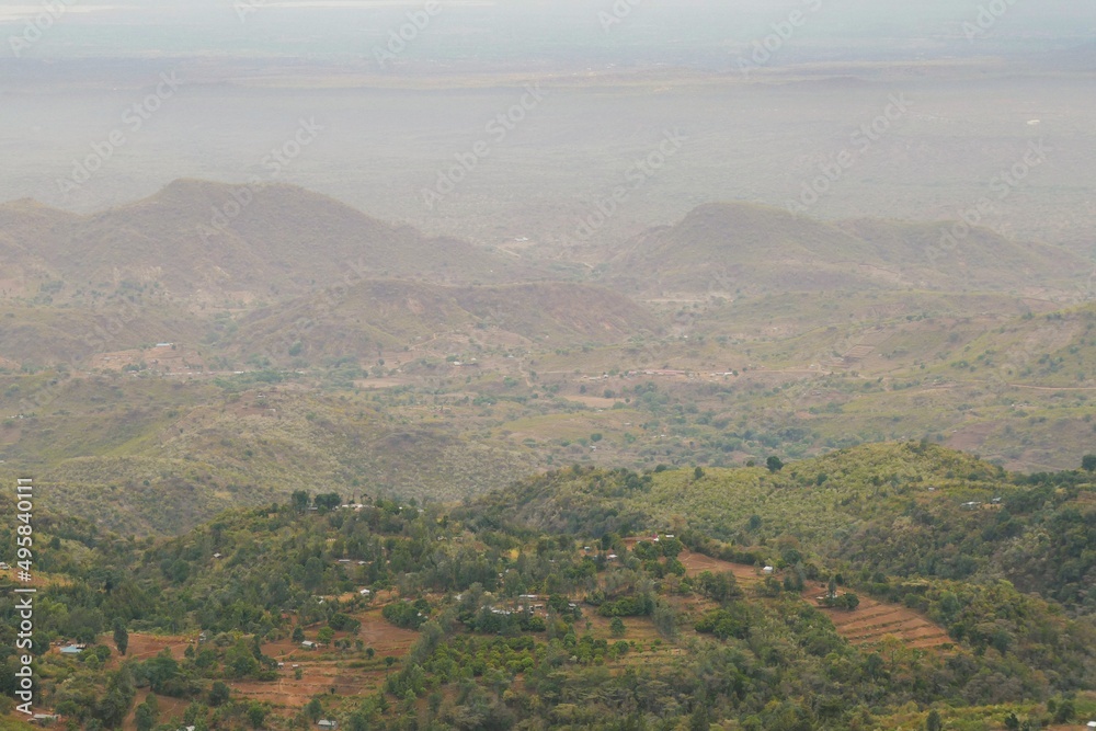 Fototapeta premium Scenic view of Tugen Hills seen from Morop Hill in Baringo County, Kenya