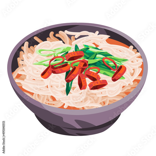 Noodle in bowl ramen udon traditional chinese asian food drawing illustration