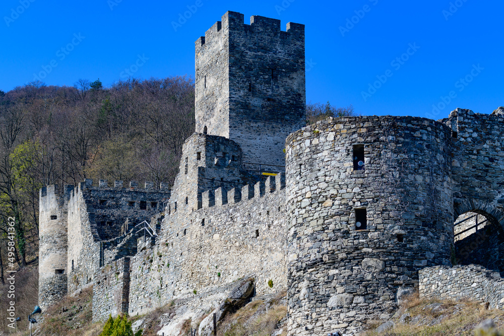 view from the castle ruine hinterhaus near spitz in the austrian danube valley wachau