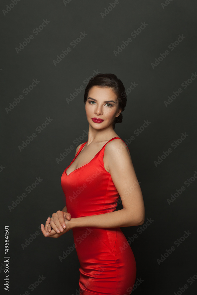 Fashionable beautiful woman in a red dress Fashionable beautiful woman in a red dress