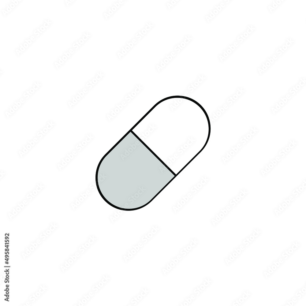 Simple black and white capsule icon eps 10 vector illustration. Design element for websites, clinic brochure, advertisement and more. Simple black and white capsule icon eps 10 vector illustration. Design element for websites, clinic brochure, advertisement and more.