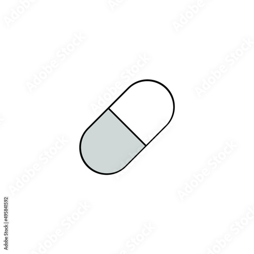 Simple black and white capsule icon eps 10 vector illustration. Design element for websites, clinic brochure, advertisement and more.
