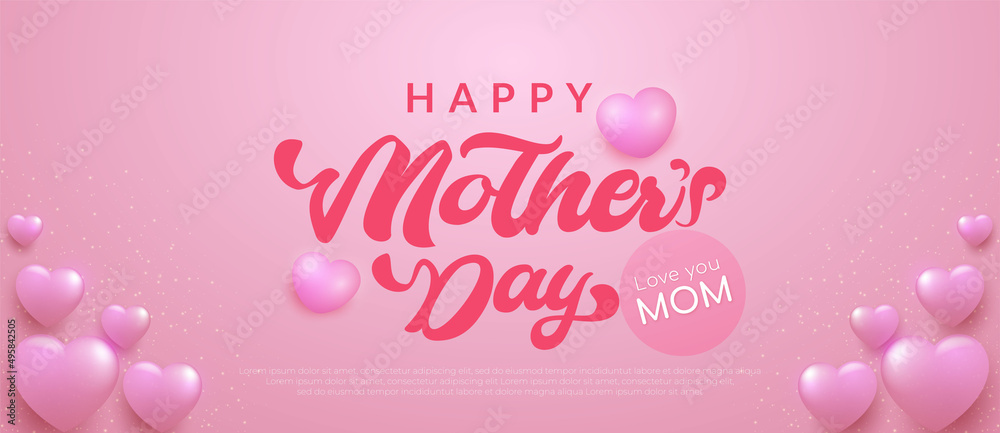 Realistic design Mother's day vertical banner template