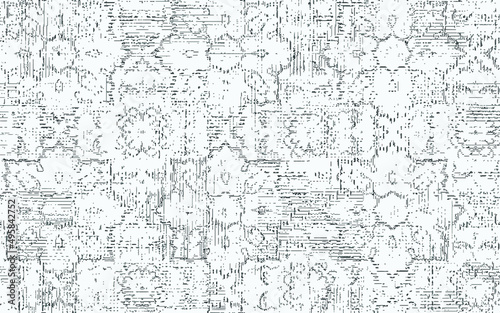 Bohemian style rustic and floral lines geometric pattern design grey neutral earth tone colors in vector designed for tile, wallpaper, home decorations elements and rug, 