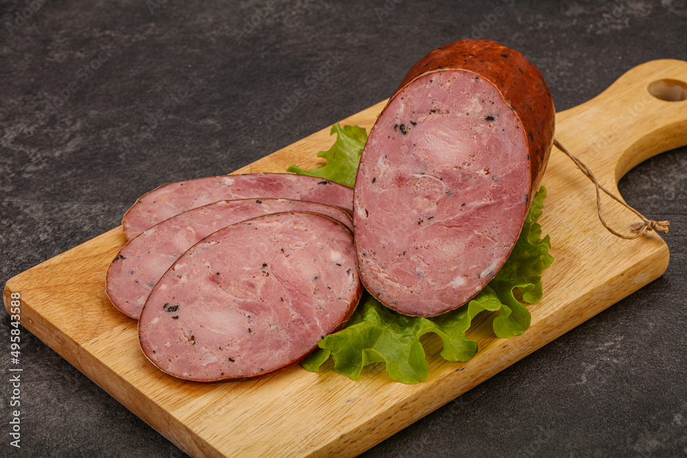 Smoked ham sausage with spices