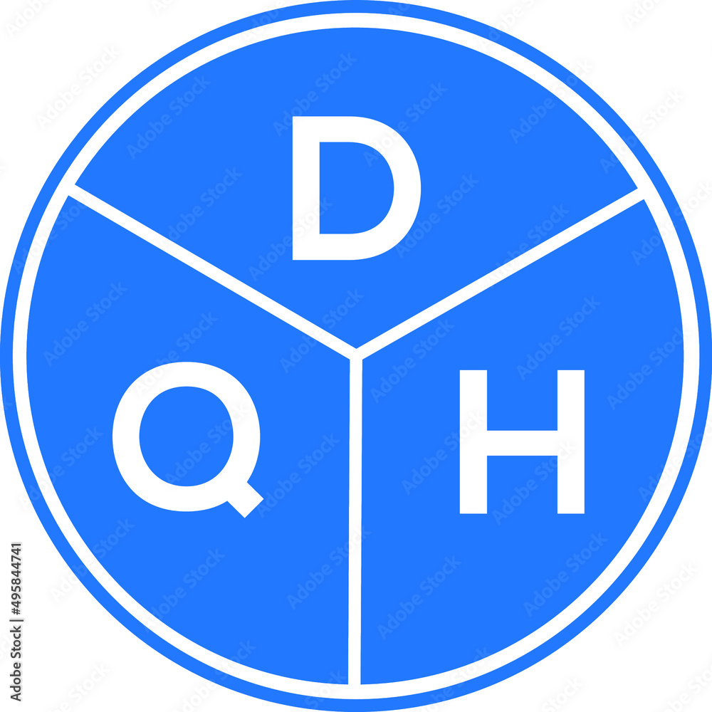 DQH letter logo design on White background. DQH creative Circle letter logo concept. DQH letter design. 