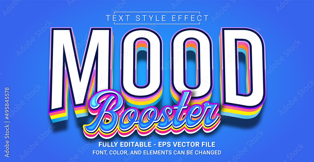 Mood Booster Text Style Effect. Editable Graphic Text Template.