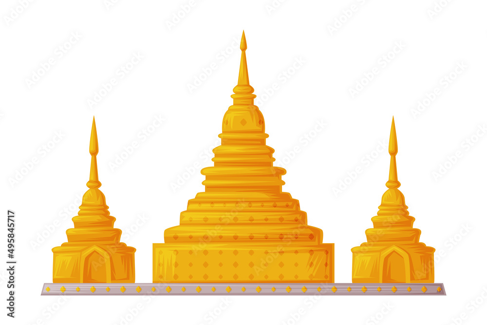 Naklejka premium Wat Phra Kaew as Thailand Symbol and Famous Landmark Vector Illustration
