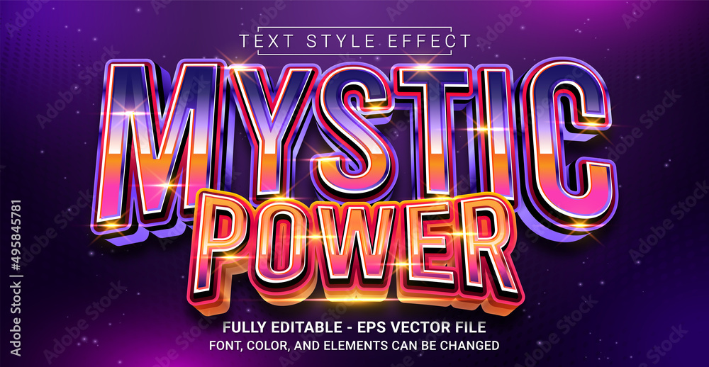 Mystic Power Text Style Effect. Editable Graphic Text Template.