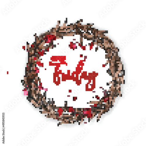 .Jesus crown of thorns good friday on white background