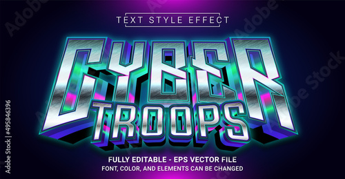 Cyber Troops Text Style Effect. Editable Graphic Text Template.