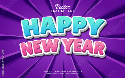 2022 colorful 3d editable text effect, Happy new year design