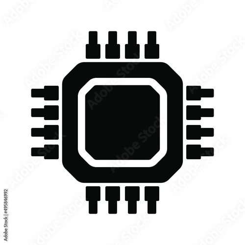 Electronic chip vector icon isolated on white background. Computer chip icon, cpu microprocessor chip icon.