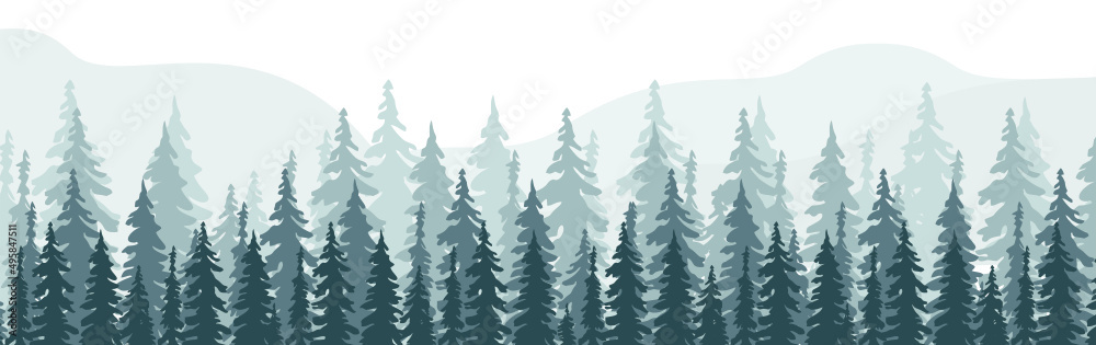 Obraz premium Landscape, mountains, nature, forest, month, stars, clouds, sky, pines, firs, trees, hiking, tourism, children's, cartoon, game, background,