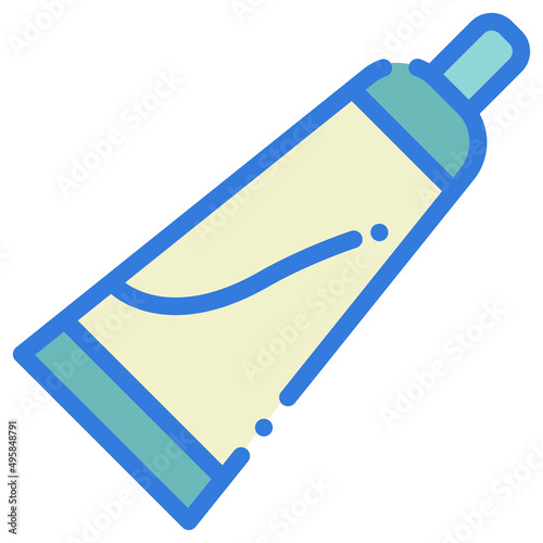 Tooth Paste Icon Illustration with Flat Style