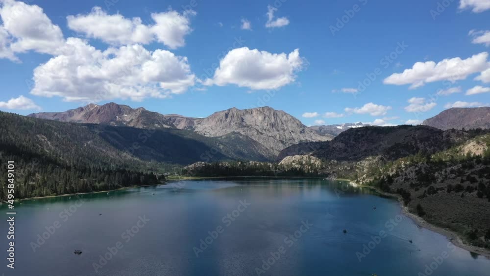 Scenic View Of June Lake In The Sierra Nevada Mountains, USA - aerial drone shot. California. Scenic View Of June Lake In The Sierra Nevada Mountains, USA - aerial drone shot. California.
