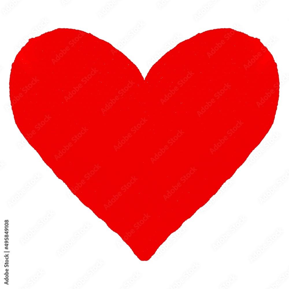 red heart watercolor  on white background