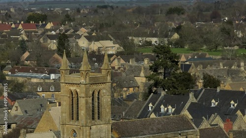 Old English Stone Church Broadway Village Worcestershire UK Aerial View St Michael And All Angels C Of E photo