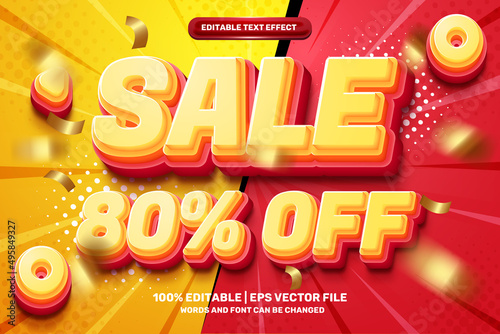 modern orange sale 80% off bold template 3D Editable text Effect Style