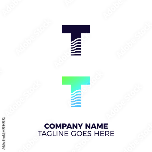 letter T wave logo. minimalist and simple modern vector illustration.