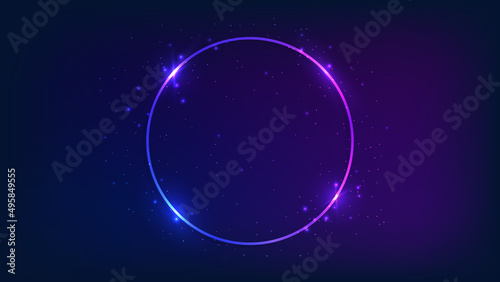 Neon round frame with shining effects