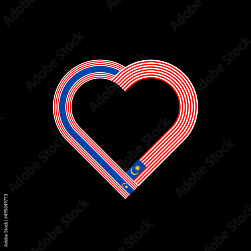 heart ribbon icon of kuala lumpur and malaysia flags. vector illustration isolated on black background	